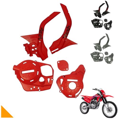 Kit Protetor De Quadro E Motor Lateral Crf 250 Defender Amx Vermelho