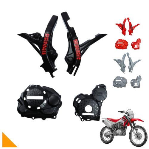 Kit Protetor De Quadro E Motor Lateral Crf 230 Defender Amx Preto