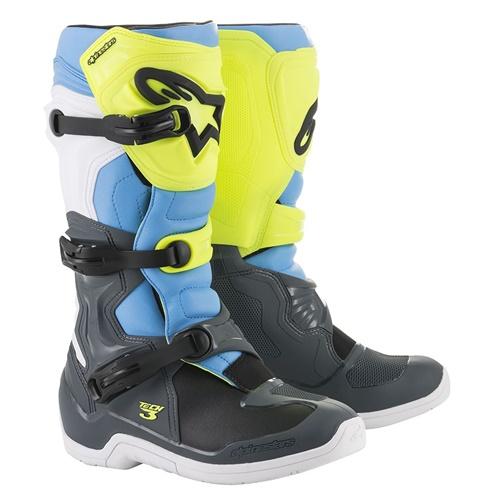 Bota Alpinestars Tech 3 Cinza / Amarelo Fluo / Ciano