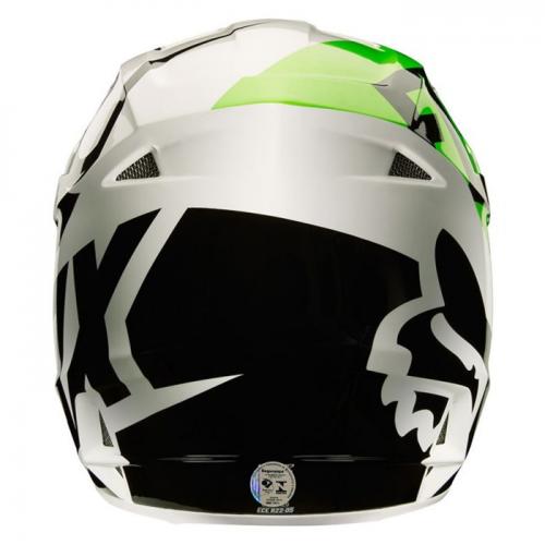 Capacete Fox V1 Race Branco/Preto/Verde